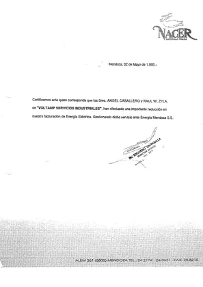 Certificado de conformidad de Maternidad Privada NACER, mayo de 1995