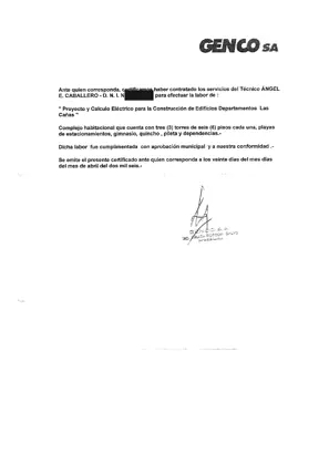 Certificado de conformidad de GENCO S.A., abril de 2006