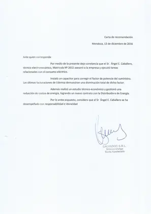 Certificado de conformidad de Salvador S.R.L., diciembre de 2016