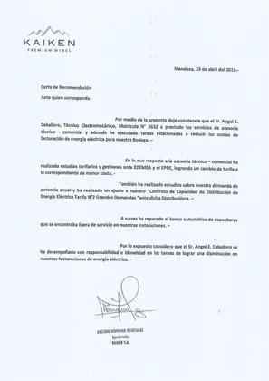 Certificado de conformidad de Kaiken S.A., abril de 2019