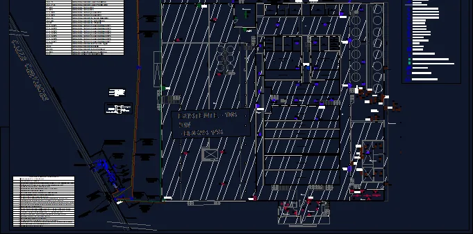 Plano eléctrico conforme a obra en AutoCAD de una bodega, con tendidos de media y baja tensión y ubicación de tableros